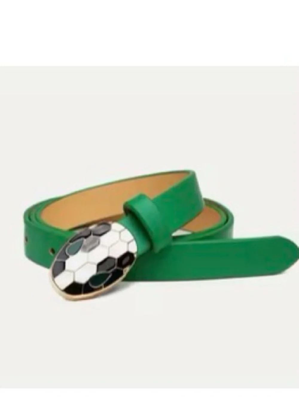 New! Green Women's PU Leather Belt with Honeycomb Enamel Snake Head Buckle OS